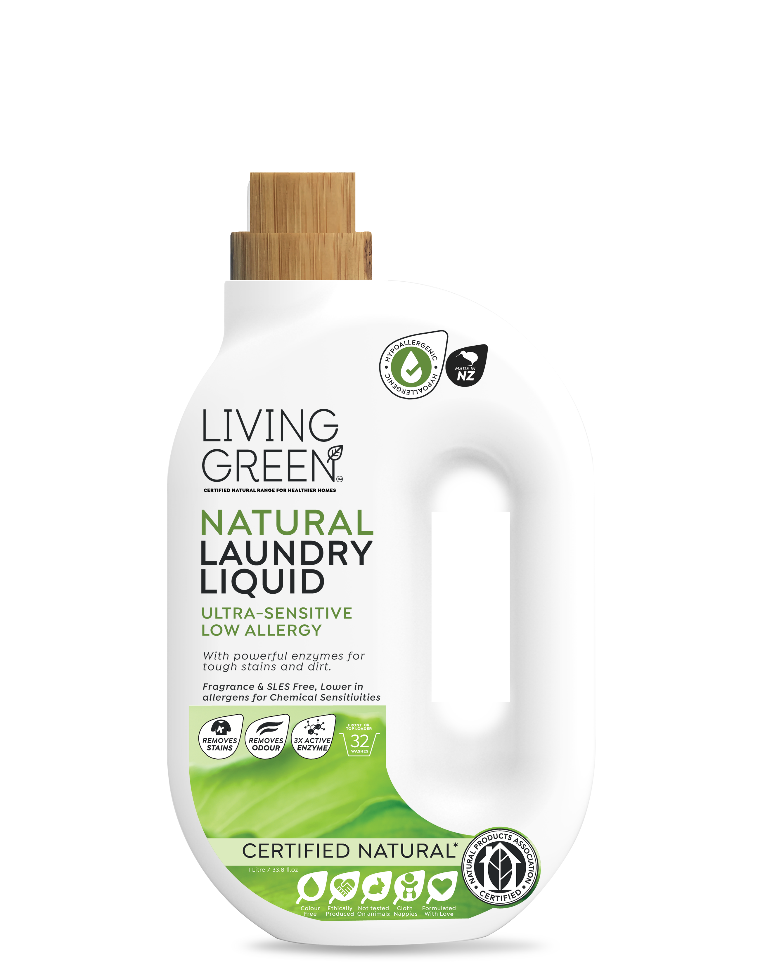 Laundry Liquid. Certified Natural, Ultra-Sensitive and Low Allergy, 1L.