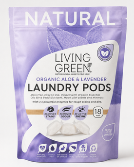 Living Green Natural Laundry Pods, Lavender + Aloe, 18 Pack