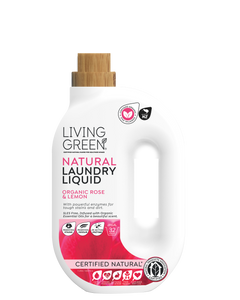 Living Green Certified Natural Laundry Liquid, Organic Rose & Lemon, 1L