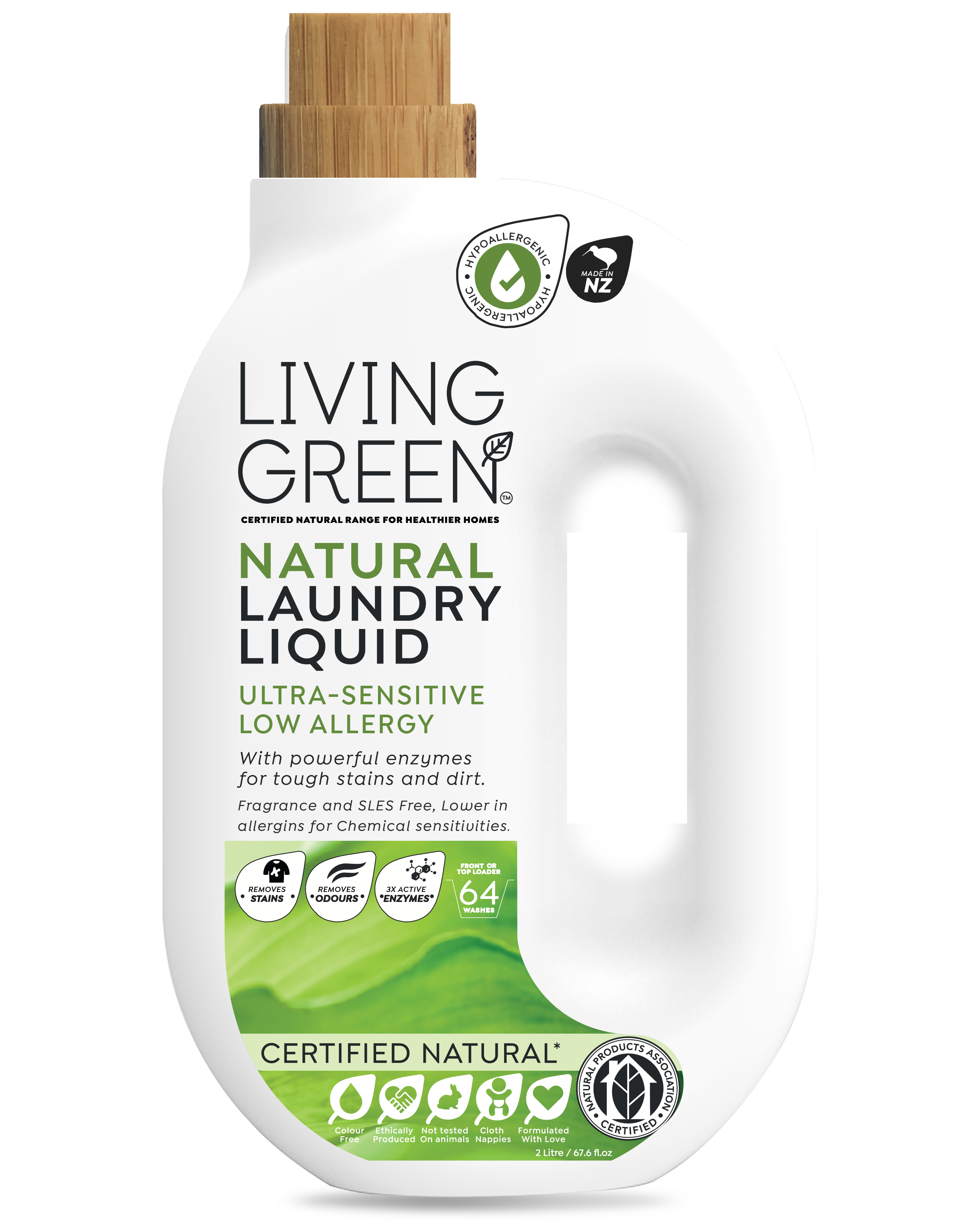 Laundry Liquid. Certified Natural, Ultra-Sensitive and Low Allergy, 2L.
