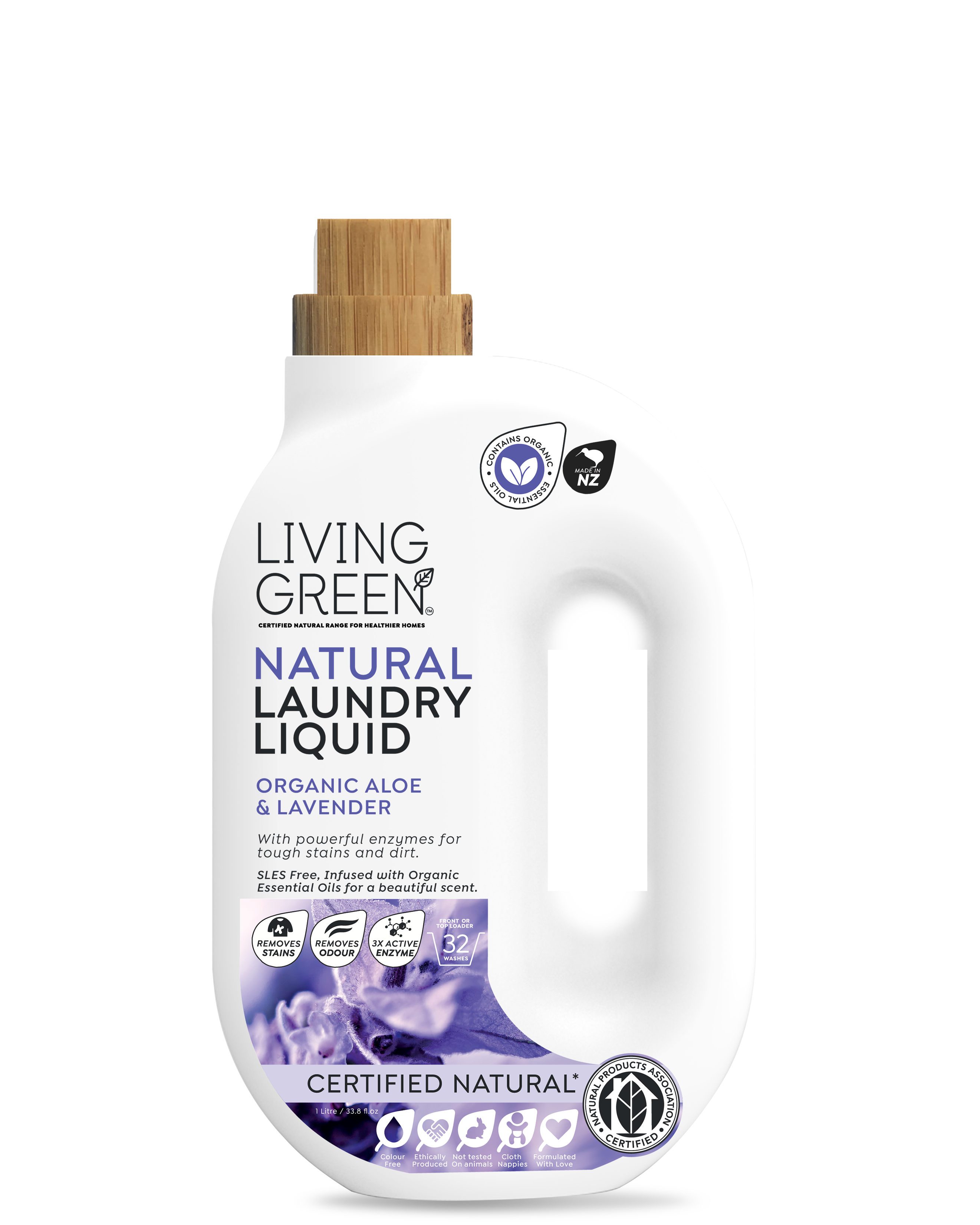 Laundry Liquid. Certified Natural with Organic Lavender and Aloe Vera, 1L