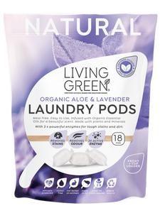 Living Green Natural Laundry Pods, Lavender + Aloe, 18 Pack